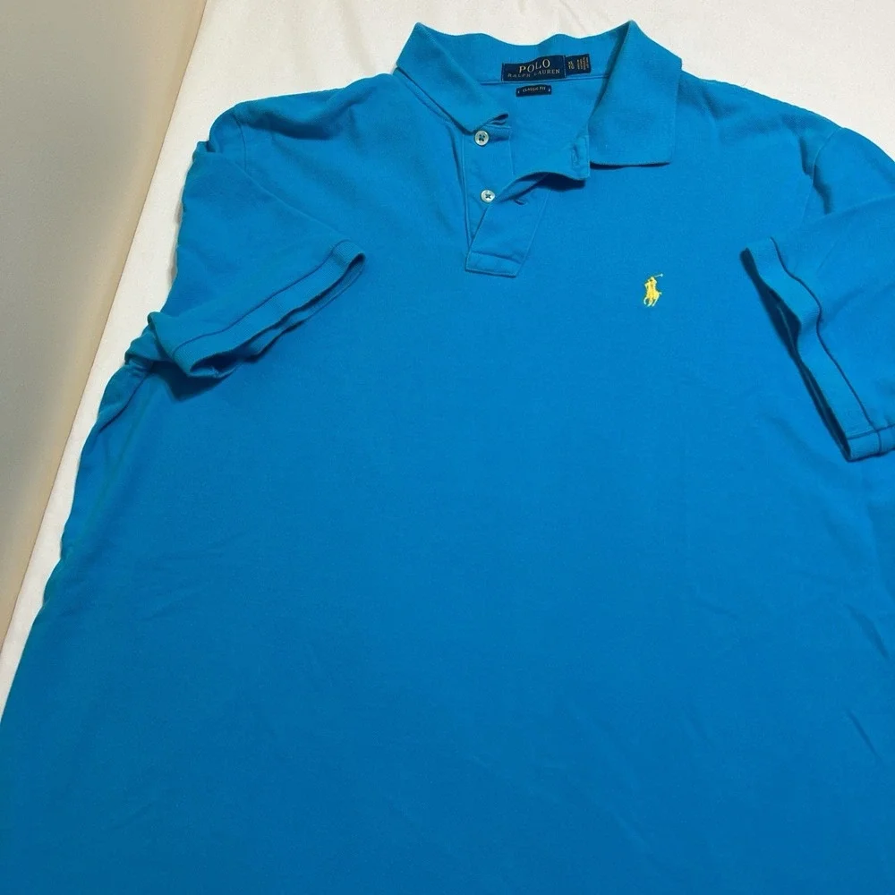 Ralph‎ Lauren Men's Polo Short Sleeve, Teal Extra Large